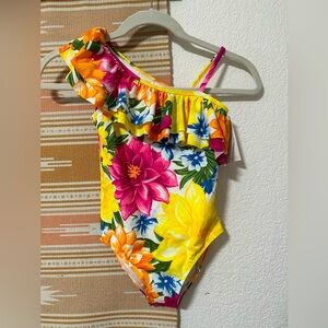 NWT Janie and Jack Floral One-Piece Girls’ Swimsuit. Size 8.